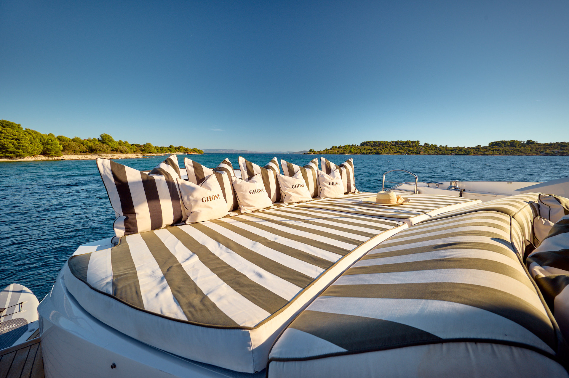 yacht charter ghost lounging