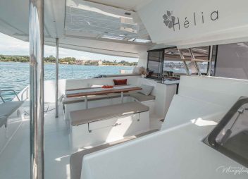 private catamaran charter Mangofloat aft deck