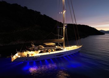 Son of Wind gulet at night