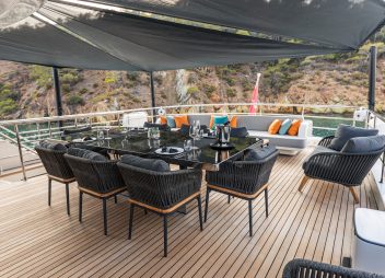 Turkey yacht charter shaded dining