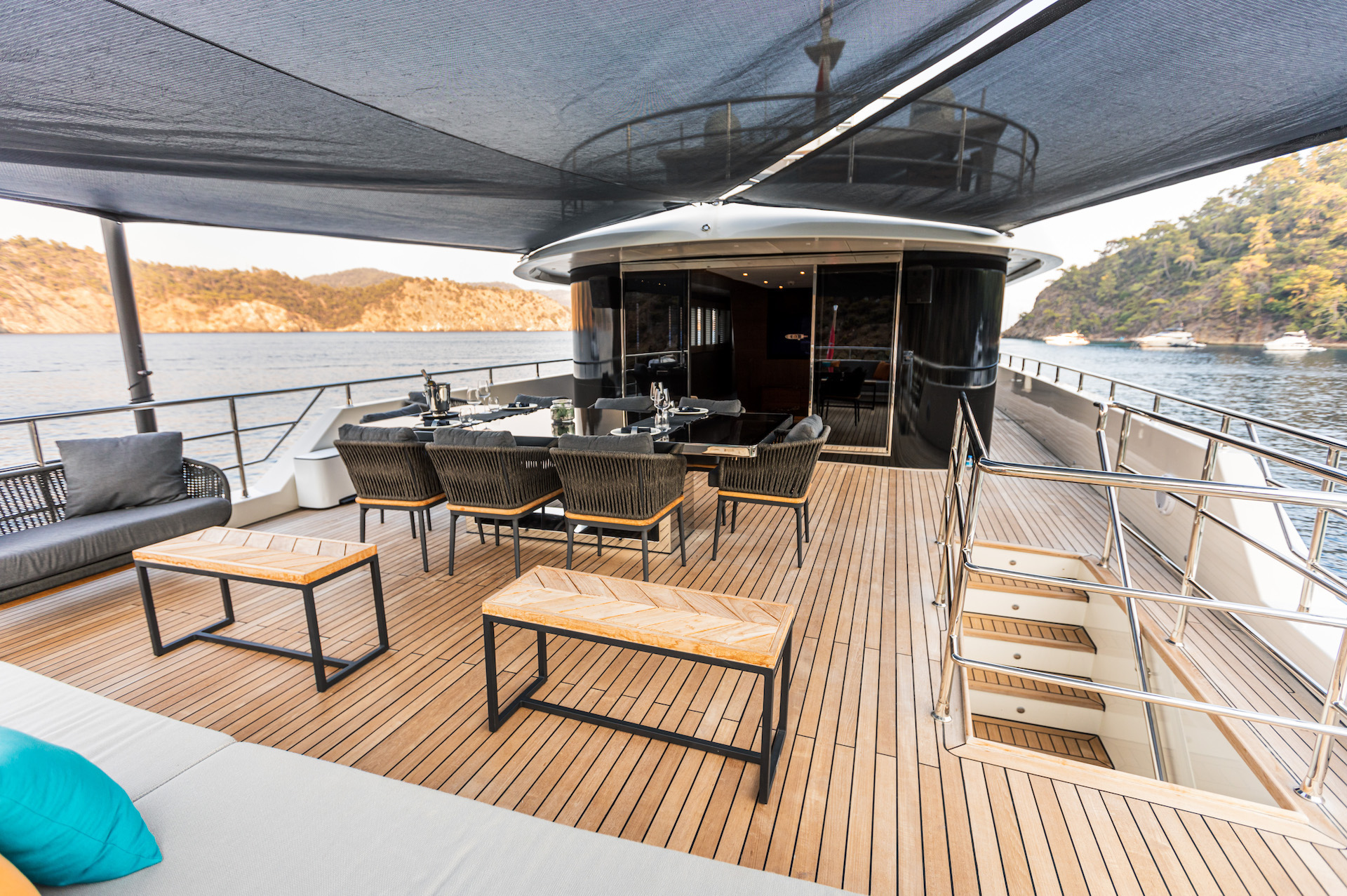 yacht charter deck dining Zeemar