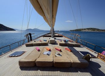 luxury yacht charter Zephyria II sunbathing