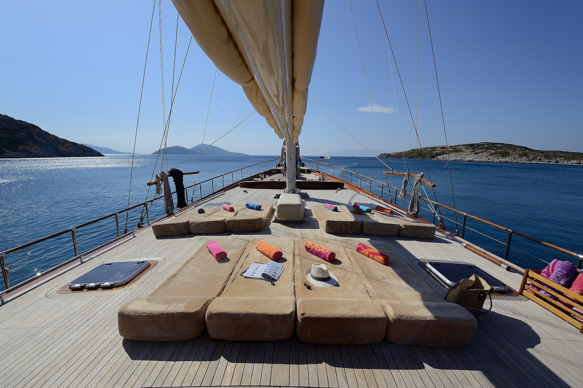 luxury yacht charter Zephyria II sunbathing