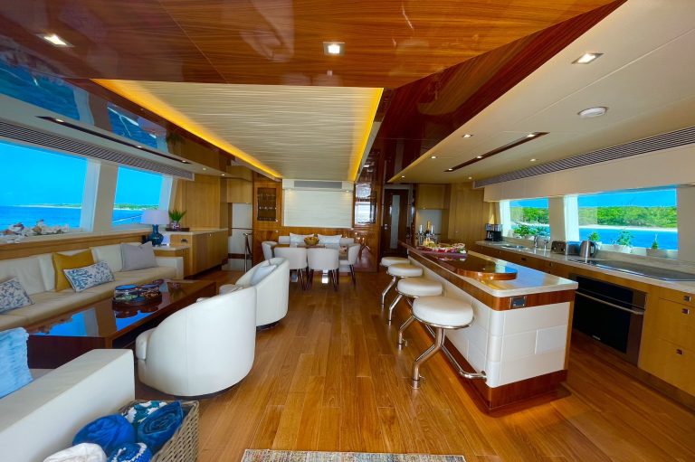 crewed yacht charter Sea Glass saloon