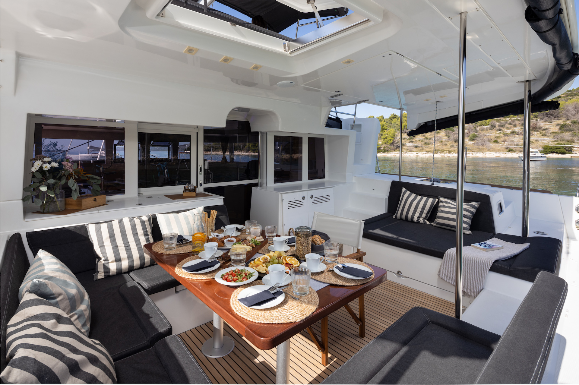 Croatia crewed yacht charter Falco aft deck