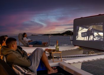 yacht charter Falco deck cinema