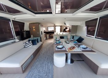 crewed yacht charter Koru living area