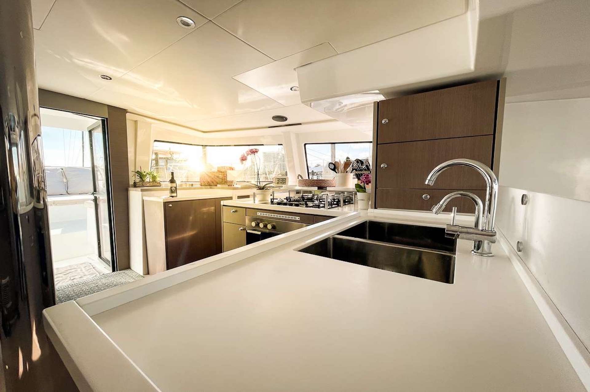 yacht charter Koru galley