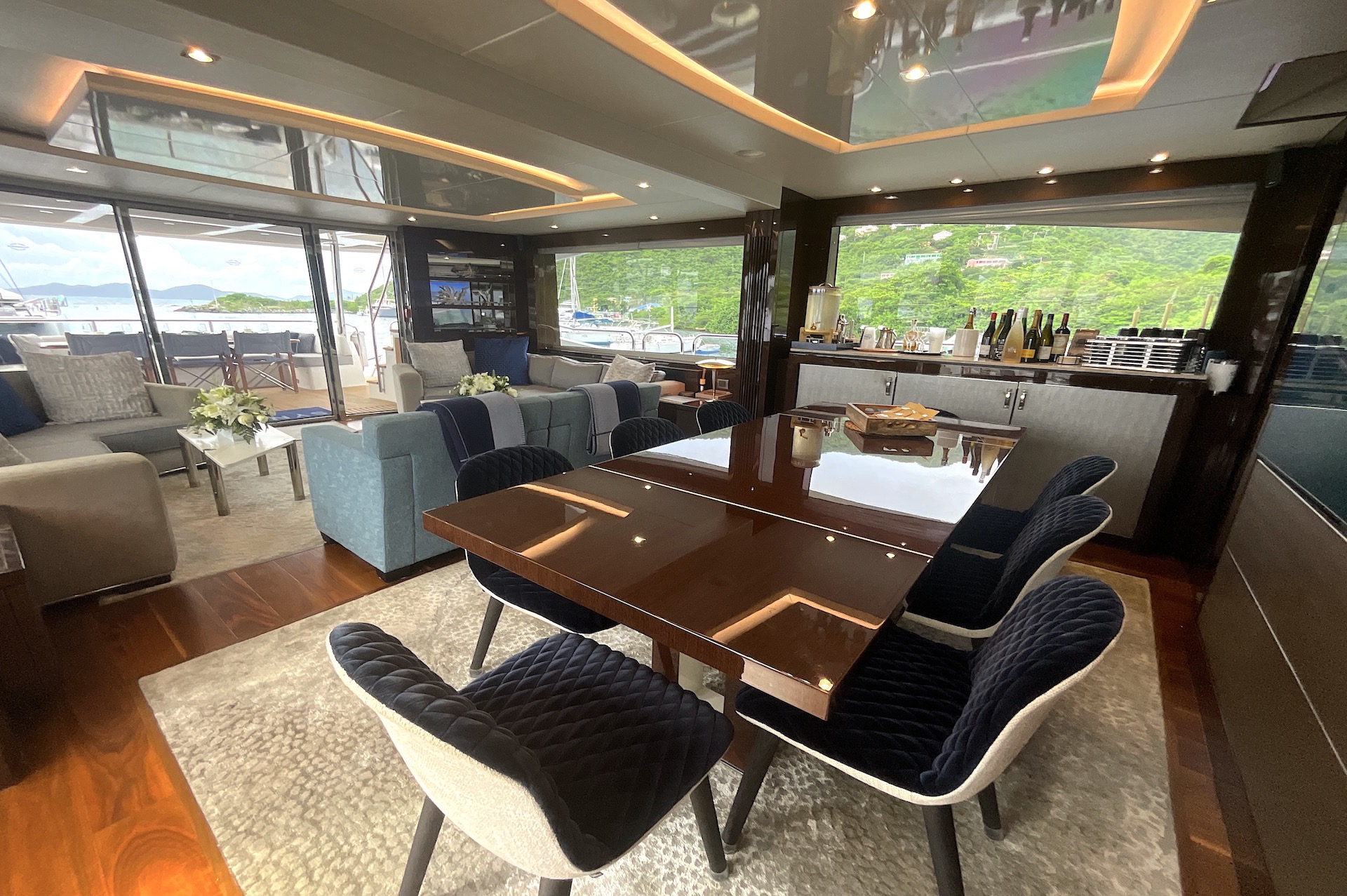 luxury crewed yacht charter Synergy dining