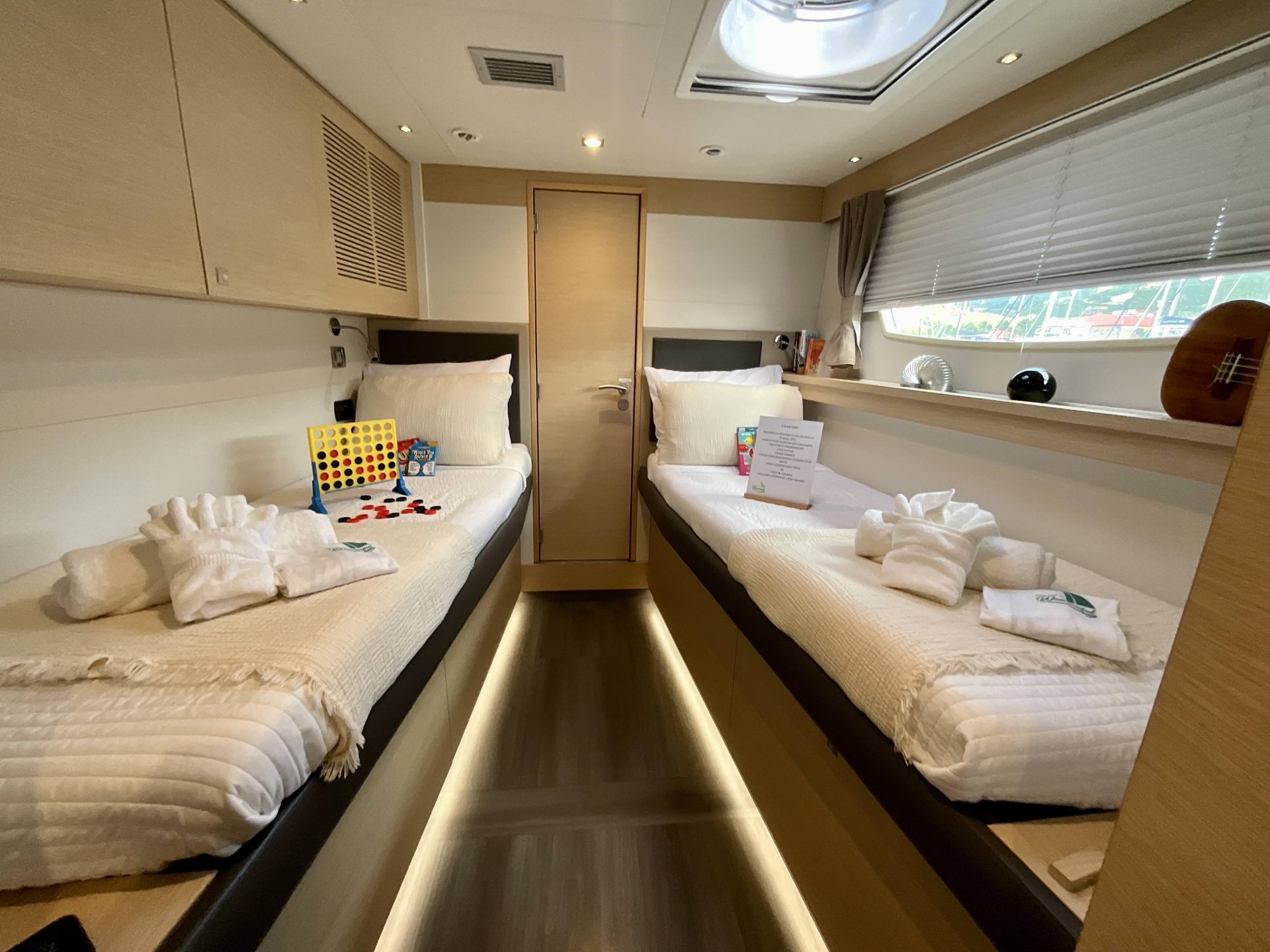 Twin cabin on catamaran set for children