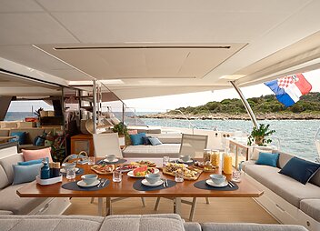 catamaran floramye yacht charter aft deck