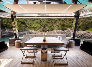 catamaran charter amber one aft deck
