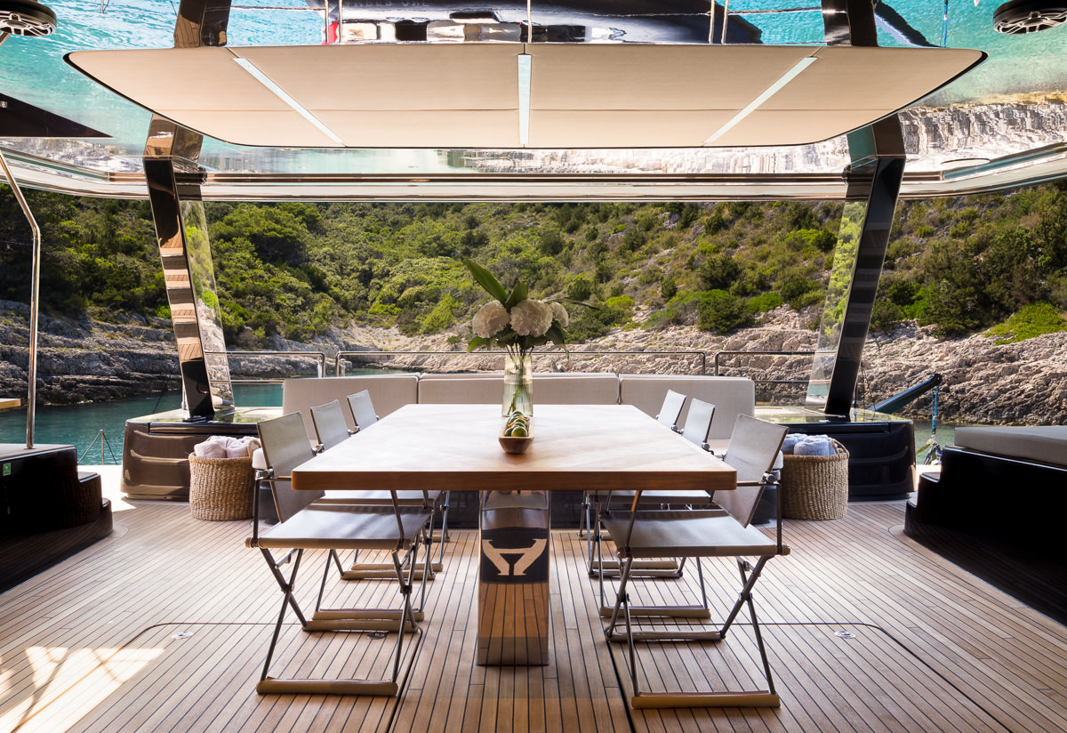 catamaran charter amber one aft deck