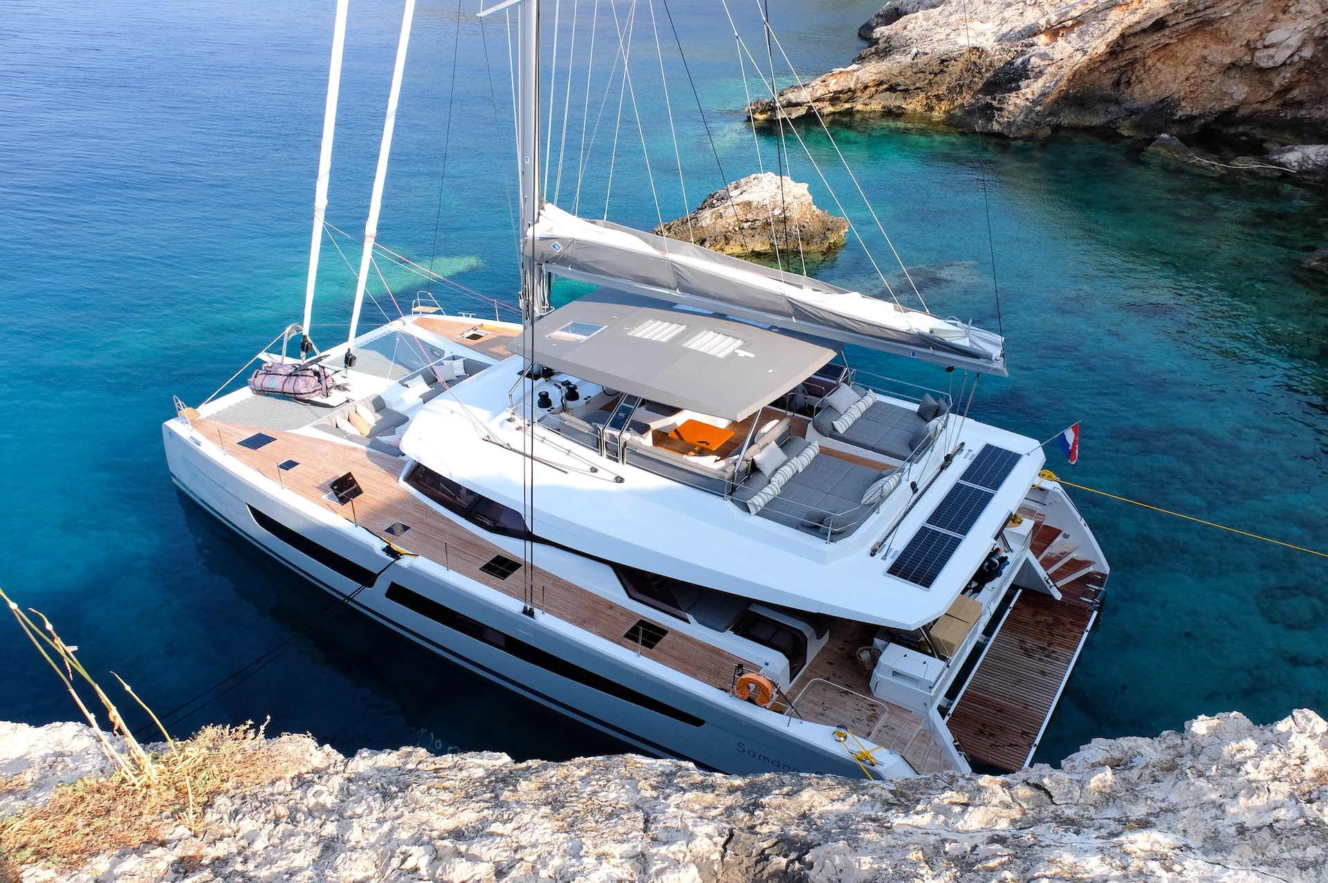 crewed catamaran yacht charter Solomar