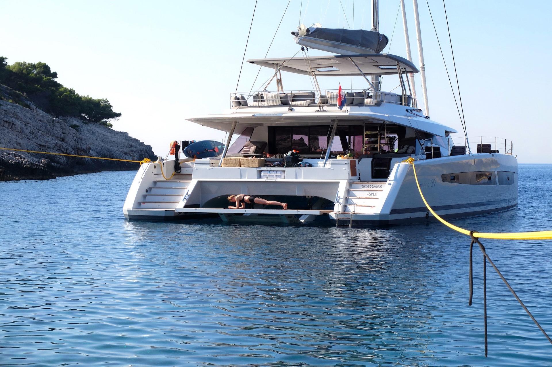 crewed yacht charter anchor Solomar