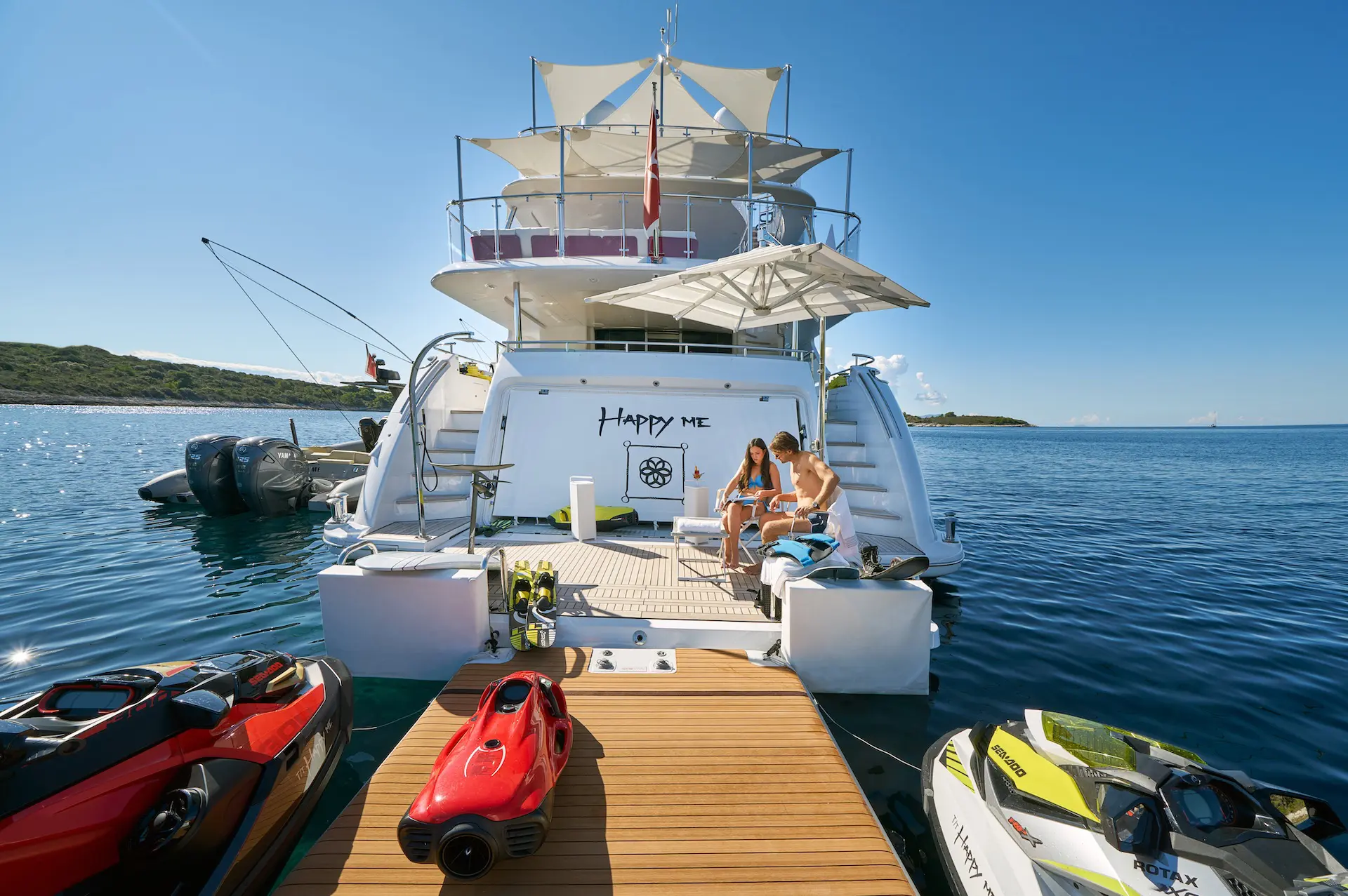 luxury yacht charter happy me water toys
