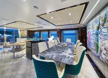 motor yacht charter dining happy me