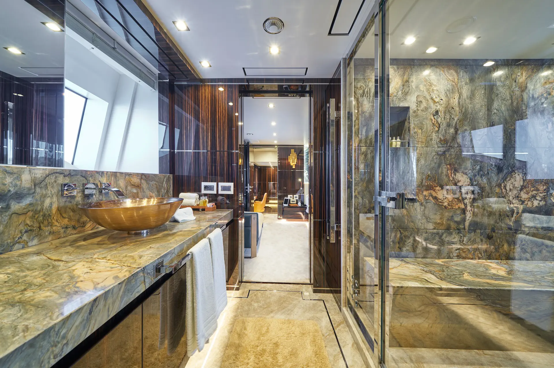 private yacht charter happy me ensuite bathroom