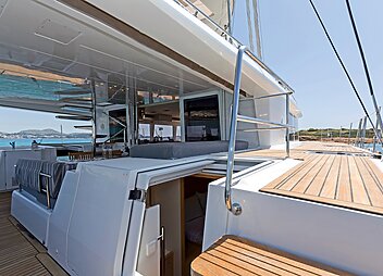 catamaran yacht charter cool breeze aft deck