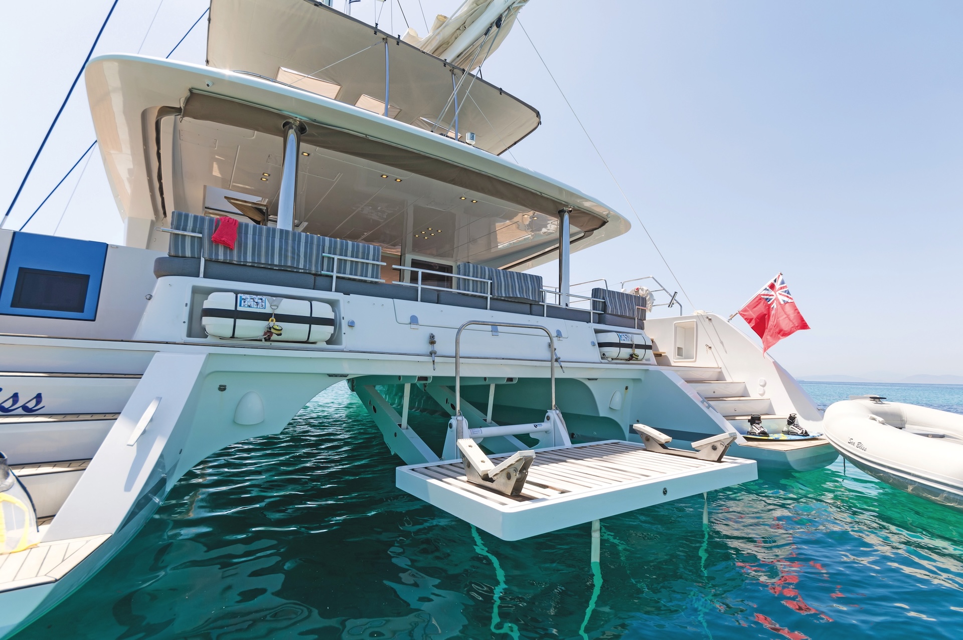 Luxury yacht charter cool breeze swim platform