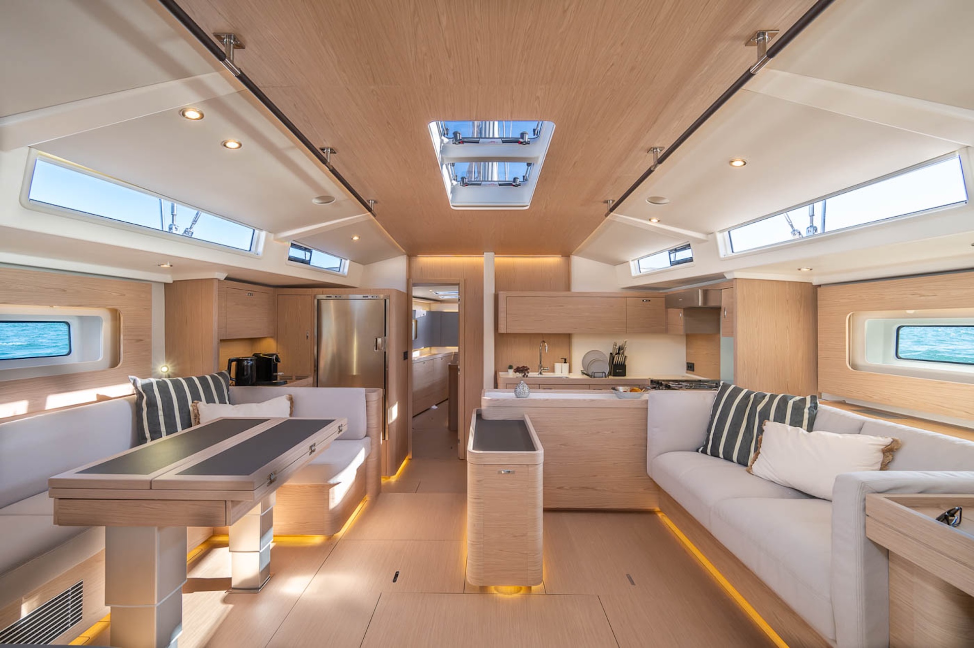 yacht charter lounge area